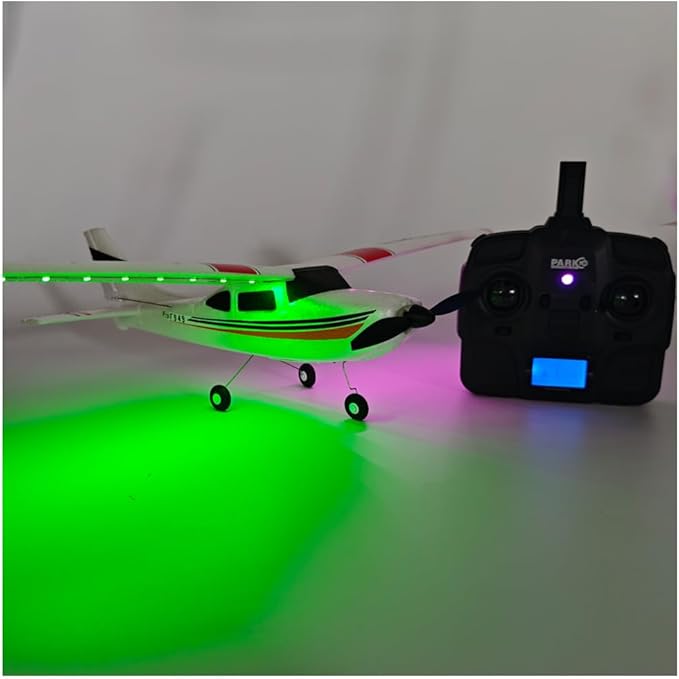RC Airplane F949pro RC Plane 1020 Motor 3CH 2.4GHZ EPP RC Plane for Adults CESSNA-182 3D6G Gyroscope RTF RC Glider Planes with 2 Batteries Replaceable Parts (LED 2BSL)