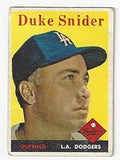Duke Snider Collectible Baseball Card - 1958 Topps Baseball Card #88 (Los Angeles Dodgers) Free Shipping