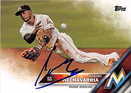 Sports Memorabilia Autograph Warehouse 302038 2016 Topps Adeiny Hechavarria Autographed No.489 Baseball Card - Miami Marlins