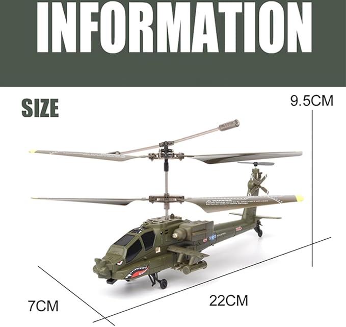 S109H Remote Control Helicopter for Adults 2.4G RC 3CH Dual-Prop Gyro Stabilized Airplane Model with Bright Night Navigation Lights RC Helicopter Model - RTF Version/Army Green