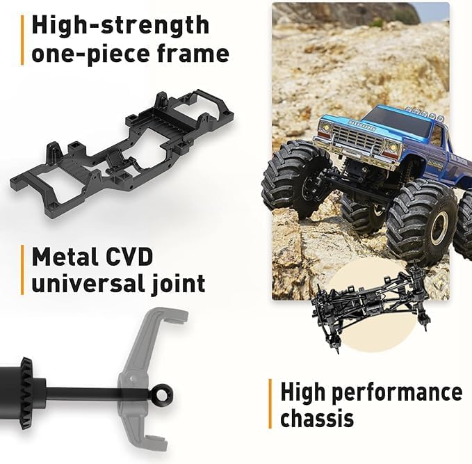 EAZYRC X FMS Fcx24 1/24 RC Crawler RTR RC Monster Truck 4x4 8+ kph 2-speeds Transmission Off-Road with USB Charger and 2.4Ghz Remote Control for Adult (red)