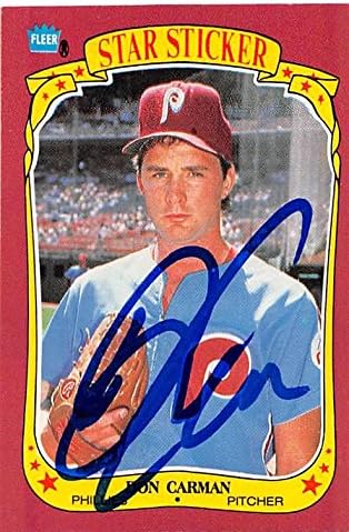 Sports Memorabilia Autograph Warehouse 247005 Don Carman Autographed Baseball Card - Philadelphia Phillies 1986 Fleer Star Stickers - No. 22