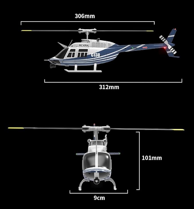 C138 RC Helicopter 2.4G 6CH 6-Axis Gyro Altitude Hold 1/33 Remote Control Plane Ready to Fly RTF(Blue-White)