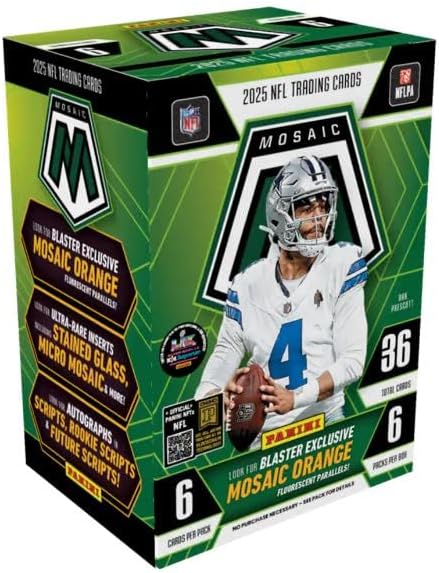 2025 Mosaic Football Trading Cards Blaster Box 36 Cards Per Box.