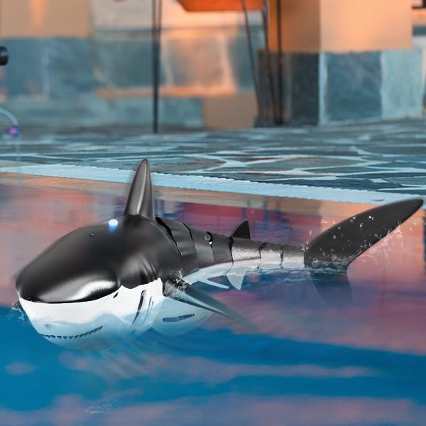 TEMI Remote Control Shark Toy for Kids Boys 3-5 Simulation RC Sharks with Light Water Spraying RC Boat for Lake Bathroom Pool Christmas Birthday Gifts for Aged 3 4 5 6 7 8 9 Girls Toddlers(Black)