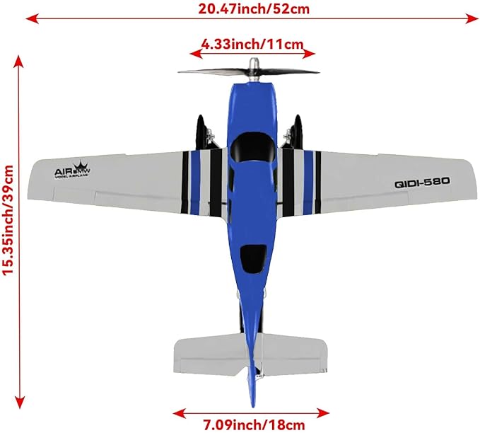 QIDI 580 5-Channel Off-Road Aircraft 3D RC Plane One-Key Hanging Stunt Fixed Wing with Wind Resistant Flight Control for Beginner and Experienced Ready to Fly(Blue)