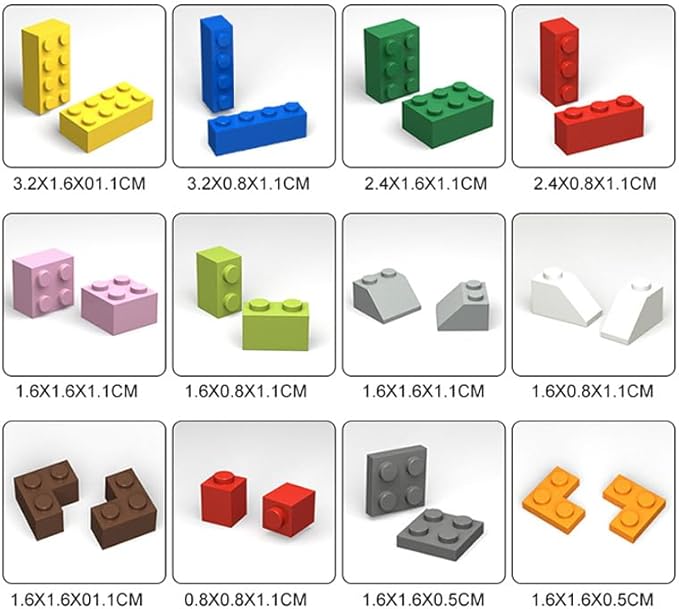 1200 Pieces Bulk Classic Building Blocks Set Compatible with Major Brands Basic Building Bricks Box Multiple Colors and Shapes Available