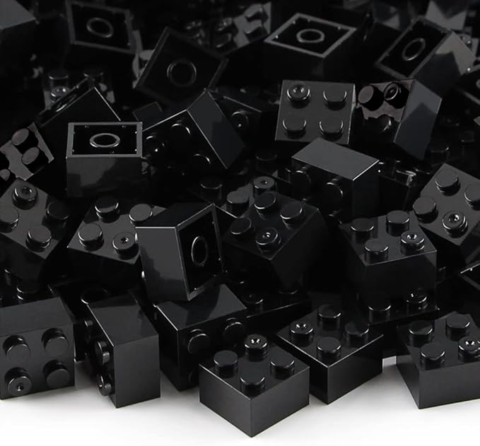Feleph 2x2 Bricks Black 400 Pieces Parts Building Creative Play Blocks Set Toy Basic Accessories Compatible with 3003 Major Brick Brands