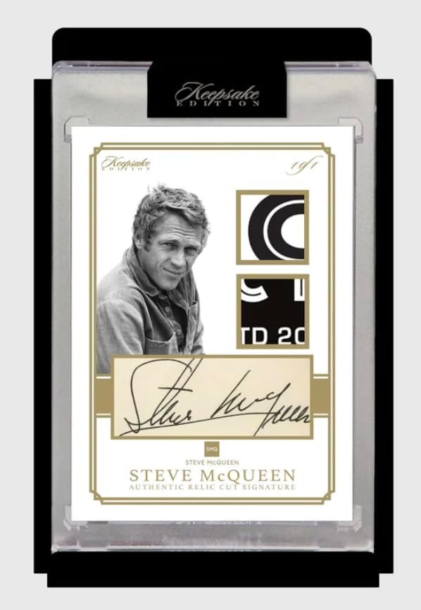2025 Steve McQueen Keepsake Premiere Edition: 1 Encased Relic and a 5 Card Pack Featuring Authentic Movie Props Cut Signatures Gem Relics