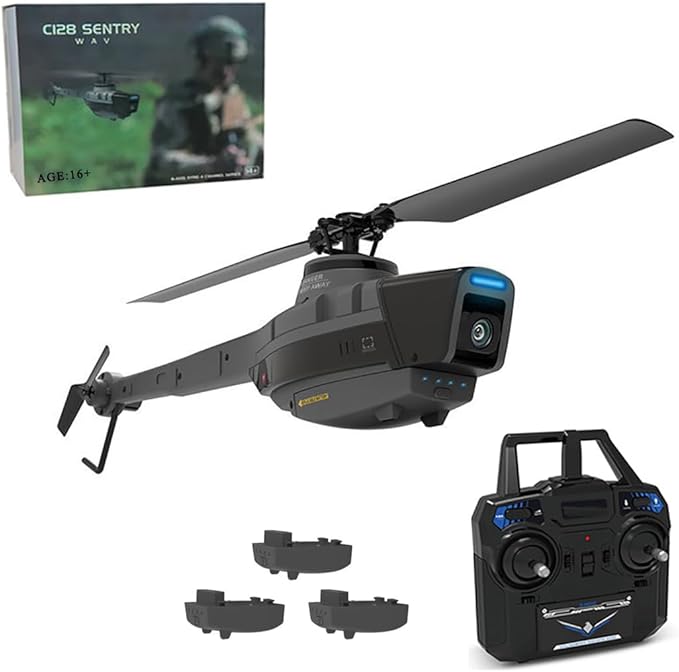 C128 Scout Drone with 1080P Camera Military Remote Control Helicopter for Adults 2.4G 4CH Aerial Vehicle Reconnaissance Take Off/Landing 6-Axis Gyro RC Aircraft Helicopter