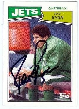 Sports Memorabilia Pat Ryan Autographed Football Card (New York Jets) 1987 Topps No.128