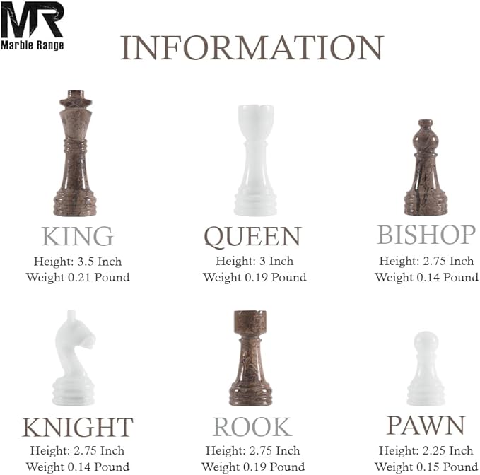 Marble Chess Set for Adults 15 Handmade Oceanic &amp White Board Game with 32 Chess Pieces 2 Extra Queens &amp Storage Box Luxury Travel Game – Elegant Home Décor