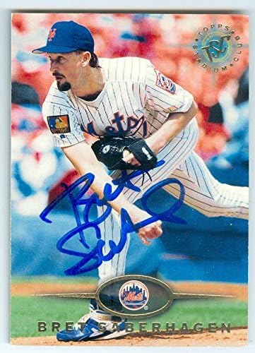 Sports Memorabilia Autograph Warehouse 246648 Bret Saberhagen Autographed Baseball Card - New York Mets 1995 Topps Stadium Club - No. 138