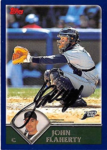 Sports Memorabilia Autograph Warehouse 247539 John Flaherty Autographed Baseball Card - Tampa Rays 2003 Topps - No. 81
