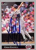 Sports Memorabilia Autograph Warehouse 245364 Greg Gagne Autographed Baseball Card - Minnesota Twins 1992 Leaf - No. 146