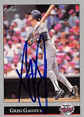 Sports Memorabilia Autograph Warehouse 245364 Greg Gagne Autographed Baseball Card - Minnesota Twins 1992 Leaf - No. 146