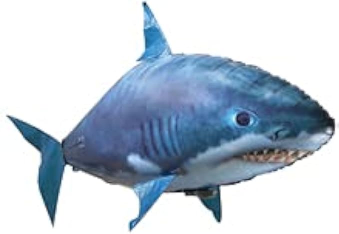 AUOK Remote Control Shark Toys Infrared RC Flying Clown Fish Balloon - Anti-Gravity Indoor Toy with Mid-Air Hovering for Fun Party Decorations &amp Gifts (Blue)