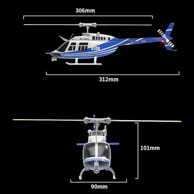 C138 206 Remote Controlled Helicopter Aircraft Plane RC Heli Aileronless 6CH 6-Axis Gyroscope Altitude Hovering Add Optical Flow Localization 2Battery for Adults Beginners (Red)