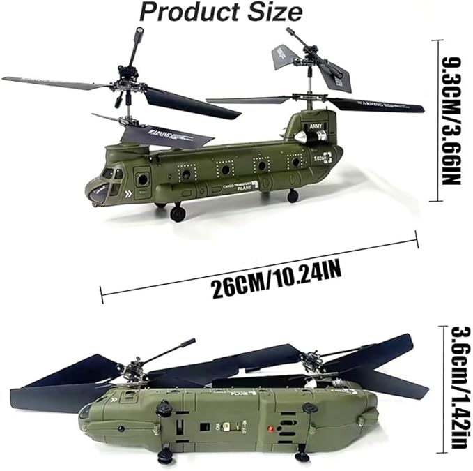 RC Helicopter Boeing CH-47 Military Transport 3CH Dual Propellers Remote Control Helicopter Drone 2.4G Fixed Height Simulation Fighter RC Plane Stability Flight Easy to Fly RC Aircraft Plane