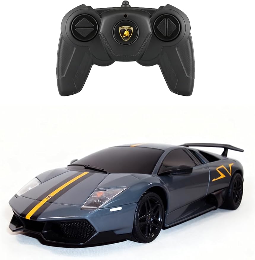 RASTAR 39001 1/24 Lamborghini RC Car - Ideal Gifts for Play &amp Display - Officially Licensed Toy Car Model with Remote Controller for Kids Teens &amp Adults - Black