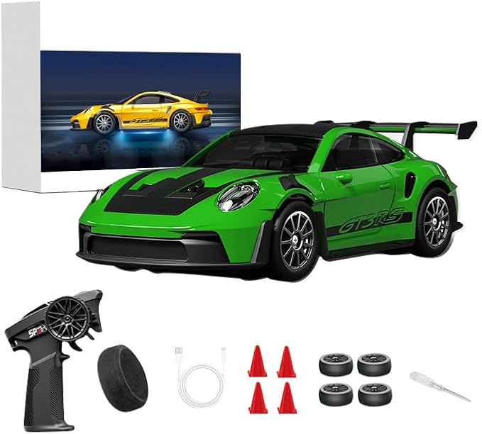 1/43 Scale RC Drift Car 2.4G Full Proportional 4WD Remote Control Car with Gyro Adjustable Speed &amp LED Lights Alloy RC Vehicle for Adult