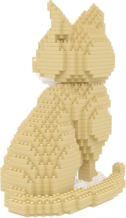 Larcele Cat Micro Building Blocks Animal Set DIY Mini 3D Building Toy Bricks Kit924 Pieces KLJM-05 (Golden Shorthair)