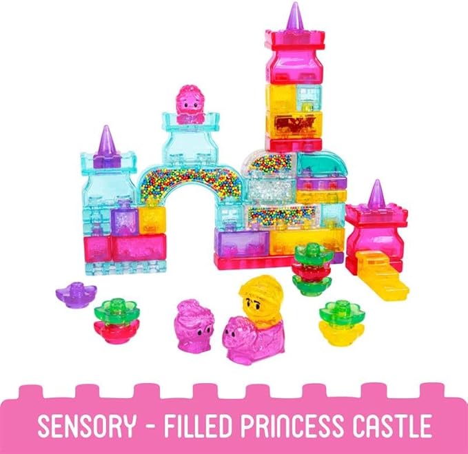 Jelly Blox Classic Castle Set | Includes 45 Pieces | Toddler &amp Preschool Building Blocks Kids Can Squeeze Stretch Squish | MESH ACCREDITED | Safety Tested &amp Ouch-Free | Sensory Play Toy for