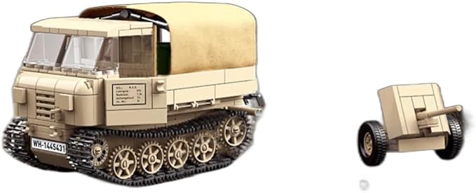 General Jim's WW2 Armored Vehicle Building Block Set - RSO/01 Track Tracker &amp 37mm Anti-Tank Set - 606 Pieces