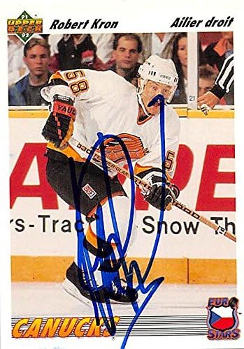 Autograph Warehouse 245530 Robert Kron Autographed Hockey Card - Vancouver Canucks44 FT 1992 Upper Deck - No. E8