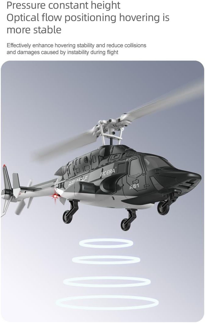 RC ERA A61 Air-Wolf RC Helicopter 1/52 Scale 2.4G 4CH Single Rotor Heli Military Aircraft with One-Key Start Altitude Hold Remote Control for Adults &amp Beginners