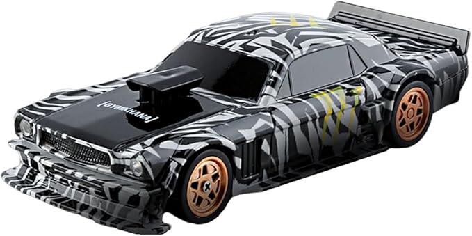RC Drift Car 1/43 Scale 2.4G Full Proportional RC Electric Mini Racing Drift Car Model with Lights KitRC Model Cars Gifts for Adults (RTR Version/Black and White)