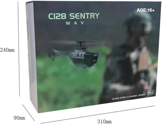 X-MechFun Military Remote Control Helicopter RC ERA C128 Scout Drone 4CH Aerial Vehicle Reconnaissance 6-Axis Gyro RC Aircraft Helicopter Christmas for Adults