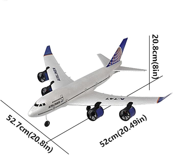 RC Plane Simulation A-747 Passenger Aircraft 2.4GHZ Rc Aircraft Glider 360° Rollover Automatic Gyroscope Balance Airplane 3-Channel Fixed-Wing RC Drone Toy with LED Searchlight