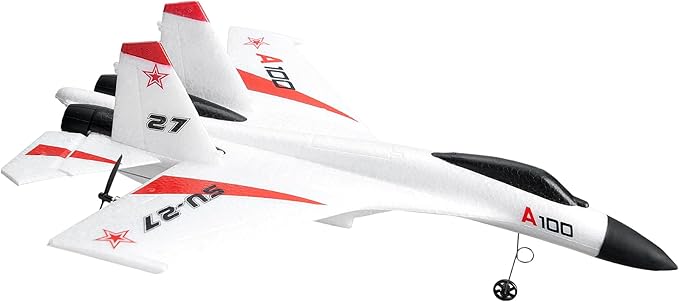 VEVOR RC Plane 2.4GHZ 4 Channel RC Airplane with 6-Axis Gyro Stabilizer&amp2 Batteries Ready to Fly SU-27 Fighter Aircraft Plane Toy for Adults Kids Beginners Boys Birthday/Xmas Child Gift