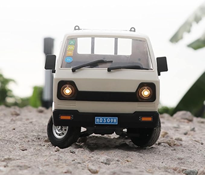 WPL D12 Mini RC Truck for Adults 1/16 Scale 20km/h 2.4G 4CH Remote Control Crawler High-Speed Climbing Truck with LED Lights Cargo Drift Car - RTR / 3 Batteries