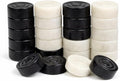 Marble Chess and Checker Pieces Set with Free Storage Box Collection (White Black)