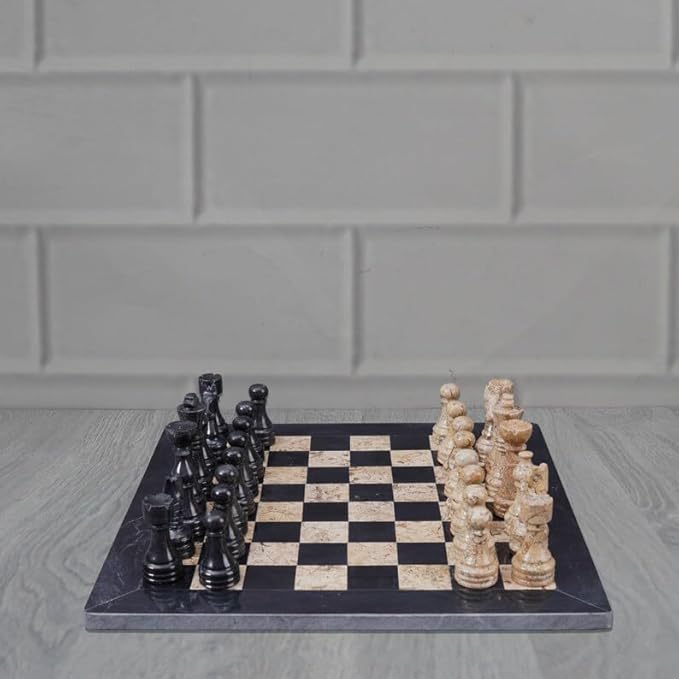 12 Inch Marble Chess Set Handmade Onyx Full Chess Game Set. Comes in Rexine Box Packaging. Perfect for Gifting (Black Coral)