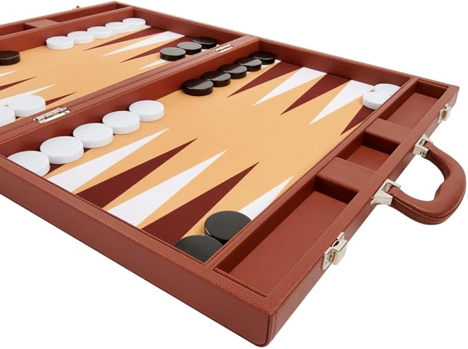 Silverman &amp Co. 19-inch Premium Backgammon Set - Desert Brown Board