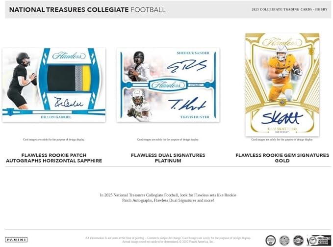 2025 Panini National Treasures Collegiate Football Hobby Trading Card Box (7 Autographs or Memorablia Per Box)