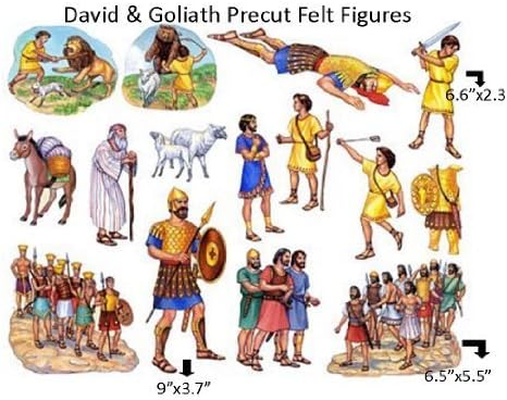 David &amp Goliath Bible Felt Figures for Flannel Board Stories Plus Lesson Guide and Activity Page Regular 6 Sized Figures Old Testament Made in USA of Domestic Felt &amp Imported Ink