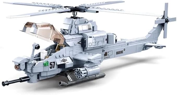 General Jim’s AH-1Z Viper Attack Helicopter Building Set – 482 Pieces Highly Detailed Military Aircraft Model with Dual Cockpit and Rotating Cannon