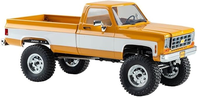 FCX18 FMS 1/18 Chevrolet K10 RC Truck Officially Licensed 4WD RC Crawler 2 Speeds Switch with LED Lights Off-Road RC Model for Adults (Yellow)