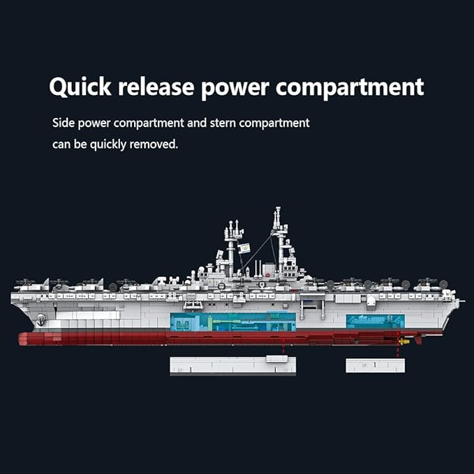 MISINI M7024 US Navy Warship Building Brick Set 1:300 Military Series Wasp-Class Amphibious Assault Ship 5220 Pieces Aircraft Carrier Collector's Toy Displayable MOC Adult Battleship Gift