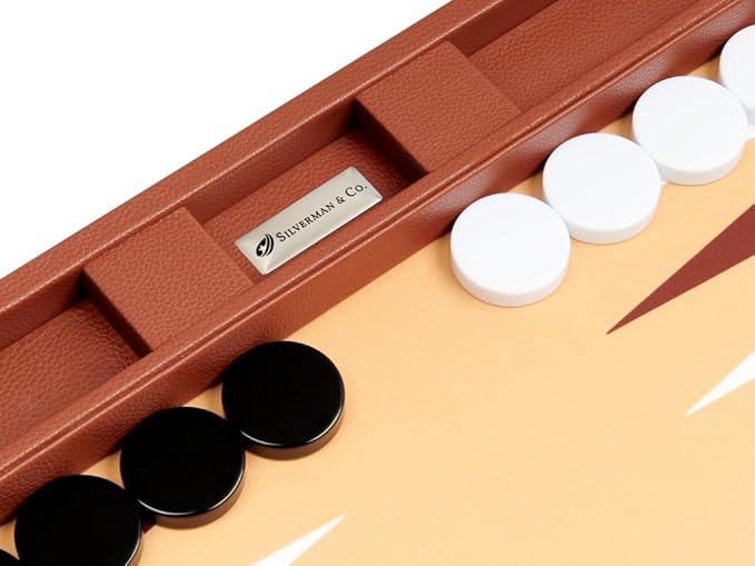 Silverman &amp Co. 19-inch Premium Backgammon Set - Desert Brown Board
