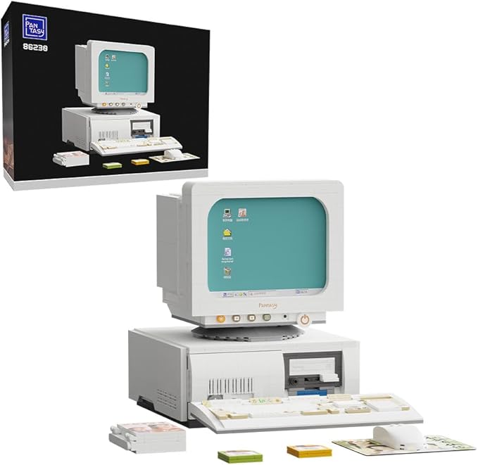 BRICKKK Retro Computer Building Blocks Set Vintage PC Model Kit for Adults Creative Collectible Computer Model Bricks Set Classic Desktop Construction Kit Perfect Display Piece for Home or Office