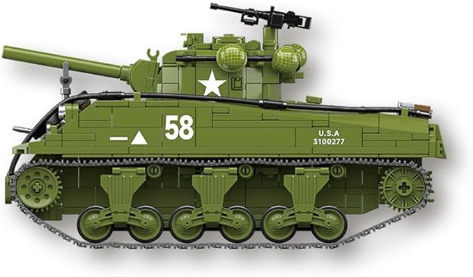 Generic WW2 Military Classic Model World War II M4A3 SHERMAN Medium Tank Building Blocks Toys Bricks for Boys (1175Pcs) Ages 15 and Up (100277)- without Original Box