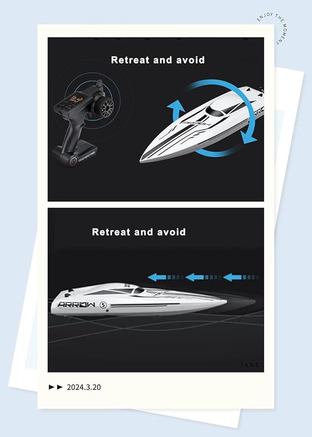 25 Inch UDI005 Large Hobby Remote Control Boat for Adults Experts 14y+ RC Brushless Watercraft 50km/h 31mph 3S Battery 4WD Full-Functions RC Sail White