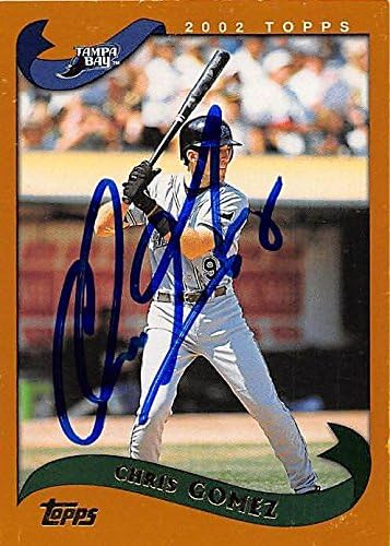 Sports Memorabilia Autograph Warehouse 247409 Chris Gomez Autographed Baseball Card - Tampa Rays 2002 Topps - No. 492