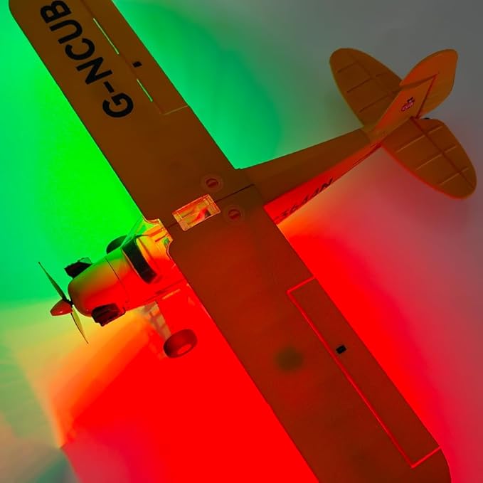 J3-CUB RC Plane 5CH Remote Control Airplane for Adults 1406 Brushless Motor Outdoor 3D6G Fixed Wing Stunt RC Aircraft with Replaceable Parts (Yellow 2B+LED)