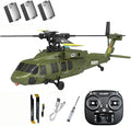 Hanll Black Hawk K200 6CH Simulation RC Helicopter with Brushless Motor Optical Flow &amp Altitude Hold One-Key Inverted Flight 2.4G Remote Control High Simulation Aerobatic Model (Green/3 Batter